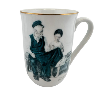 #ad #ad Norman Rockwell Coffee Mug Set 6 Rare Monochrome Variant Mug Gold Trim 1982 $59.99