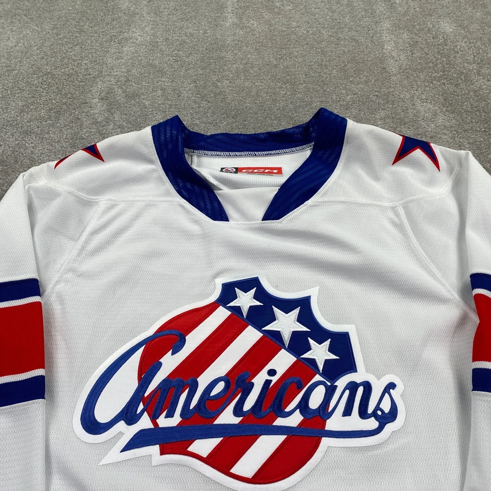 Camiseta deportiva de la Liga de Hockey Rochester Americans AHL CCM para hombre talla S blanca azul roja Foto 3 de 4