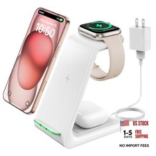 3 in 1 Wireless Charging Station for Apple, Fast Wireless Charger Stand White