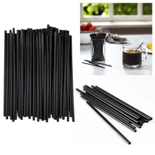1000 Ct Stirrers Plastic Coffee Bar Black Straw Cocktail Sip Sticks Straws 5"