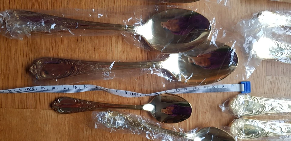 SBS Solingen Besteck 24 Karat Gold 4 Personen Neu hartvergoldet Rostfrei - Bild 4 von 4