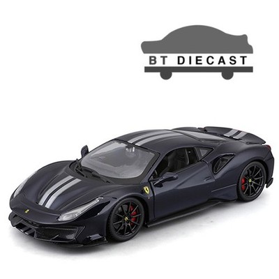 BBURAGO FERRARI 488 PISTA 1/24 DIECAST with SILVER STRIPES BLACK 26026 