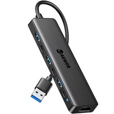 USB 3.0 to HDMI Adapter, Hub with 1080P, USB-A C Data  Black