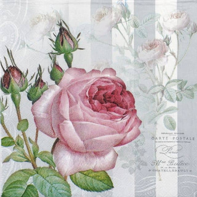 4x einzelne Papierservietten für Decoupage und Party - Yara Rosa Rose