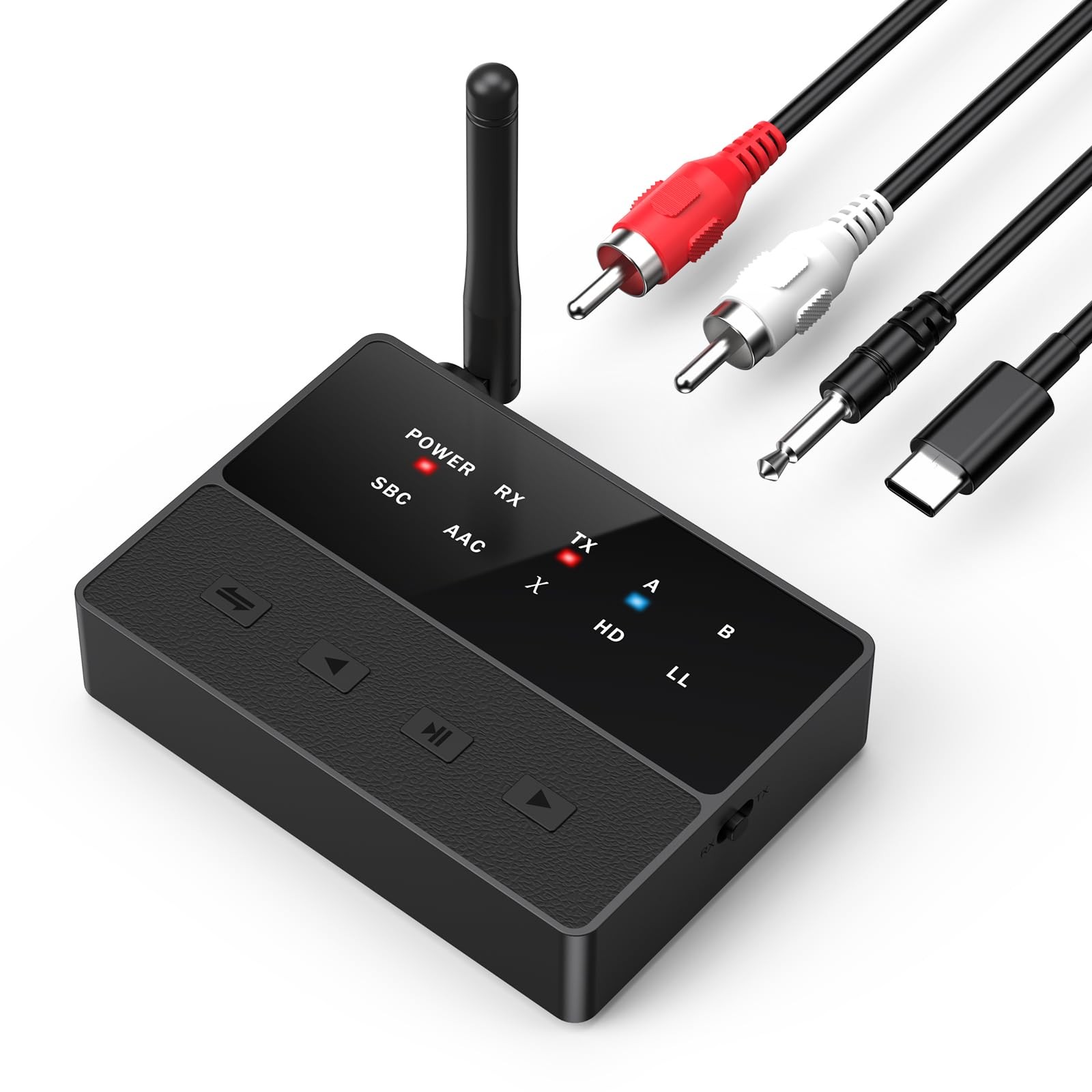 Bluetooth 5.3 Transmitter and Receiver for TV with AUX 2-in-1 Wireless Audio Adapter