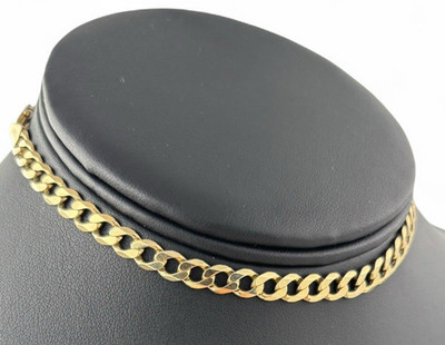 Massives 9 kt Gelbgold massives flaches Panzerkette Armband - 28 cm 11 Zoll - 10 g