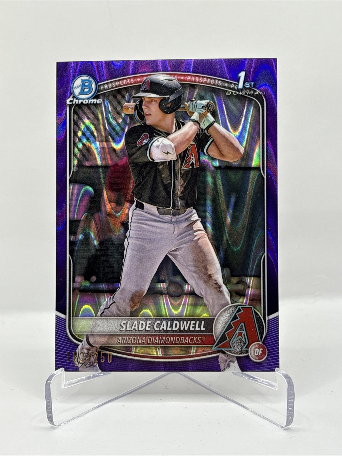 Slade Caldwell 2025 Bowman Chrome 1st Purple Raywave Refractor /250 DIAMONDBACKS