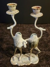 Vintage Metal Dancing Frog Candelabra Taper C...