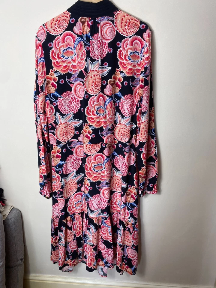 Vestido midi Somerset by Alice Temperley Chintz floral con capas talla 18 Foto 4 de 4