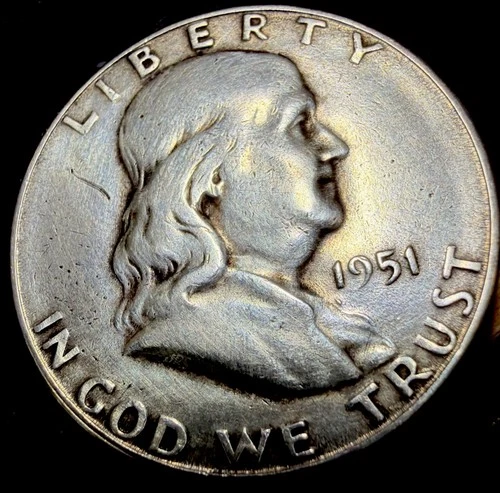 1951-S FRANKLIN HALF DOLLAR 90% SILVER COIN VF VERY FINE CONDITION