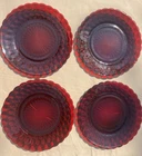 Anchor Hocking “Royal Ruby” Red Bubble Glass Dinner Plates * Set of 4 * 9 3/8 in