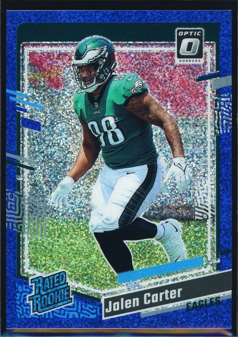 Jalen Carter 2023 Panini Donruss Optic #281 Blue Glitter Prizm SSP Rookie