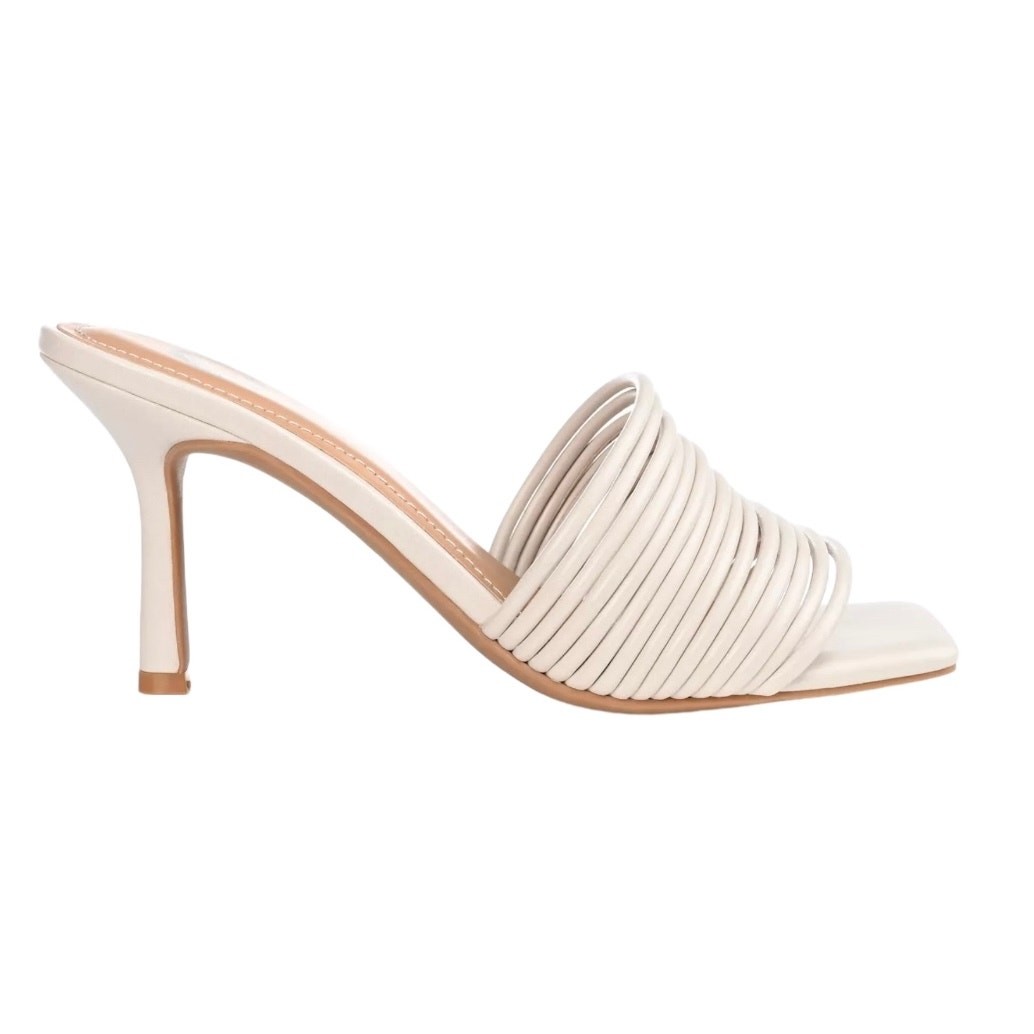 Journee Women's Calliope Strappy Stiletto Heel Slip On Sandals Off White Size 9 thumbnail 2