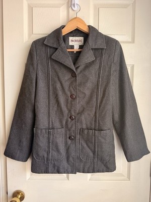 Nicholas Gray Button Front Collared Pockets Mid-Length Women's Jacket