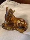 Fenton Autumn Gold Amber Hand Painted Hearts Glass Horse Foal Figurine Signed