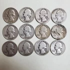 Pre 1965 90% SILVER Washington Quarters 1935 - 1959 Lot Of 12 (Exact)