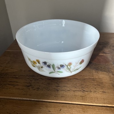 Vintage ARCOPAL weiß Blumen Servierschale Salatschüssel 21,5 cm Durchmesser