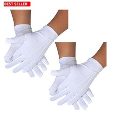 Marching Gloves White Cotton 2 Pairs Formal Parade Tuxedo Honor Guard Durable