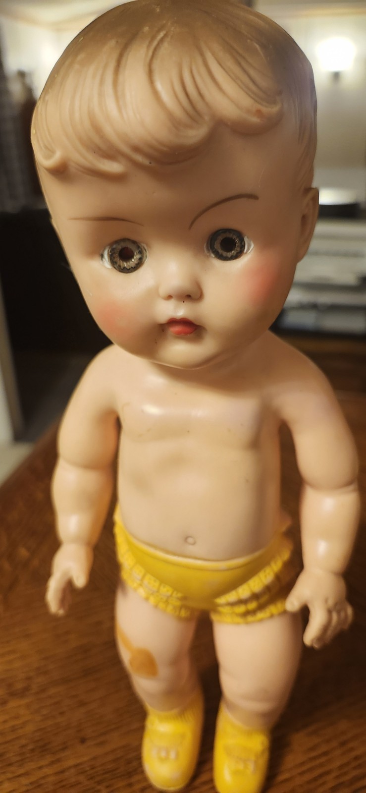 Vintage 1950s Sun Rubber TOD-L-TOT 10" Baby Boy Doll with Squeaker
