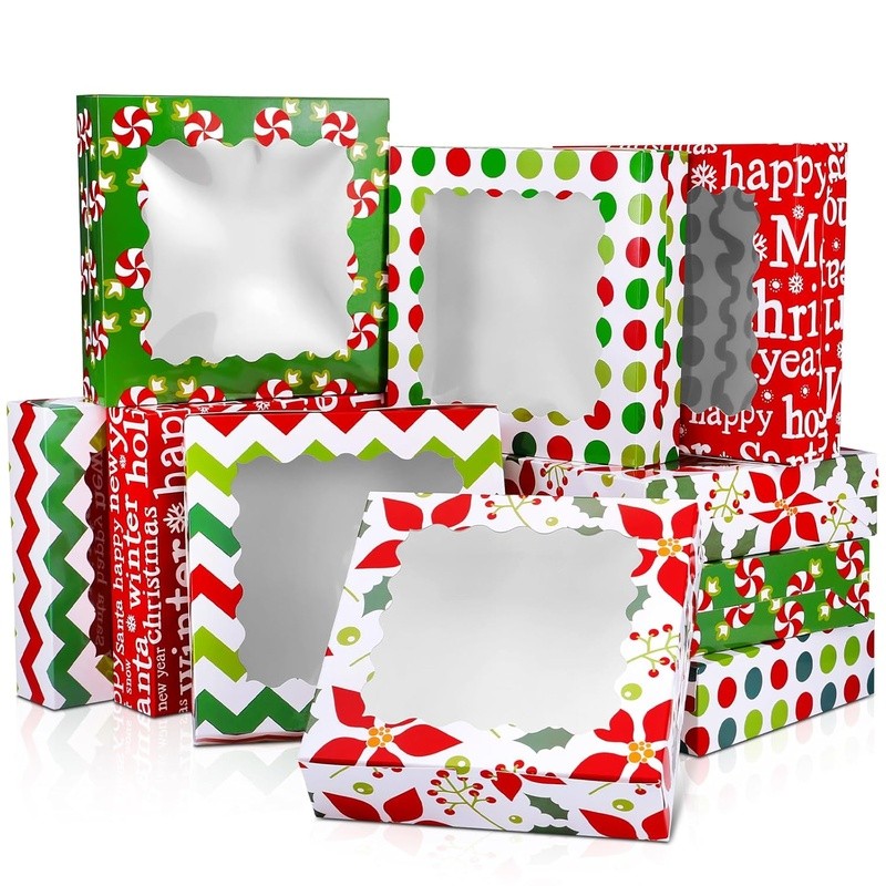 Es W/ Window Christmas Cookie Packaging Gift Boxes 60 Sticke