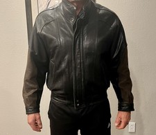 Mens Leather Gallery Black Bomber Vintage Jac...