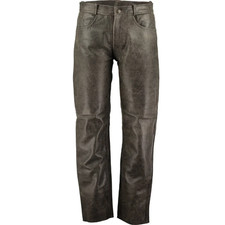 Men's Stonewash Distressed Vintage Leather Pants Trousers