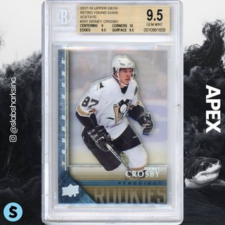 2017 UPPER DECK #201 SIDNEY CROSBY YOUNG GUNS RETRO ACETATE SSP BGS 9.5