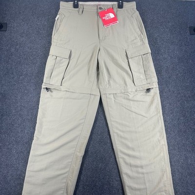 The North Face Convertible Pants Mens 36 Khaki Paramount Cargo Zip Off NWT