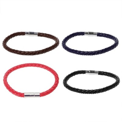 Stainless Steel Braided Genuine Leather Bracelet Wrist Cuff Unisex Jewelry Gifts