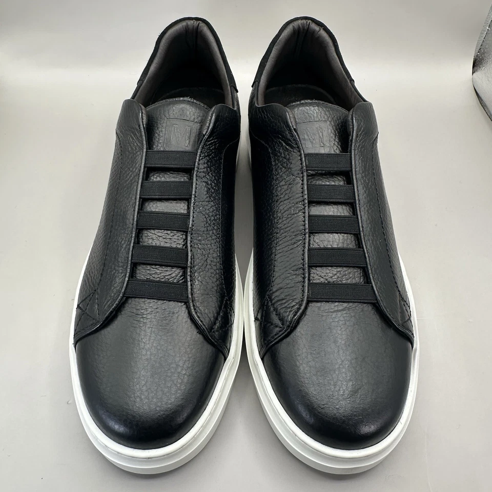 Zapatos Bruno Magli Salvador Para Hombre Talla 10.5 Cuero Negro Sin Cordones Tenis Cómodos Foto 4 de 4