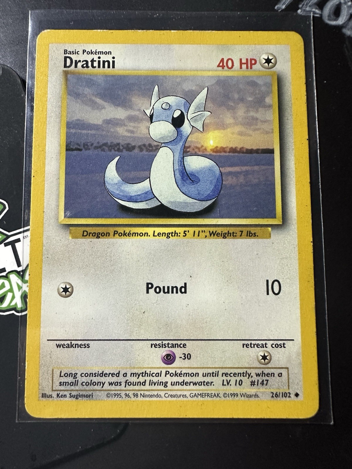 Dratini 26/102, 1999 Base Set, Pokémon TCG, WotC, Vintage, Uncommon, NM/LP