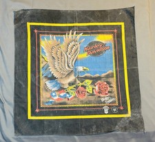 Vintage Harley Davidson Bandana Eagle Rose Biker Handkerchief 80s Faded Original