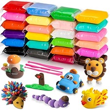 Air Dry Clay Kit for Kids 24 Colors Non-Toxic Soft Modeling Clay Set