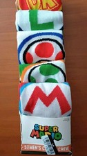 NEW 5 Super Mario Pair Crew Socks Set Size 8-12 F21