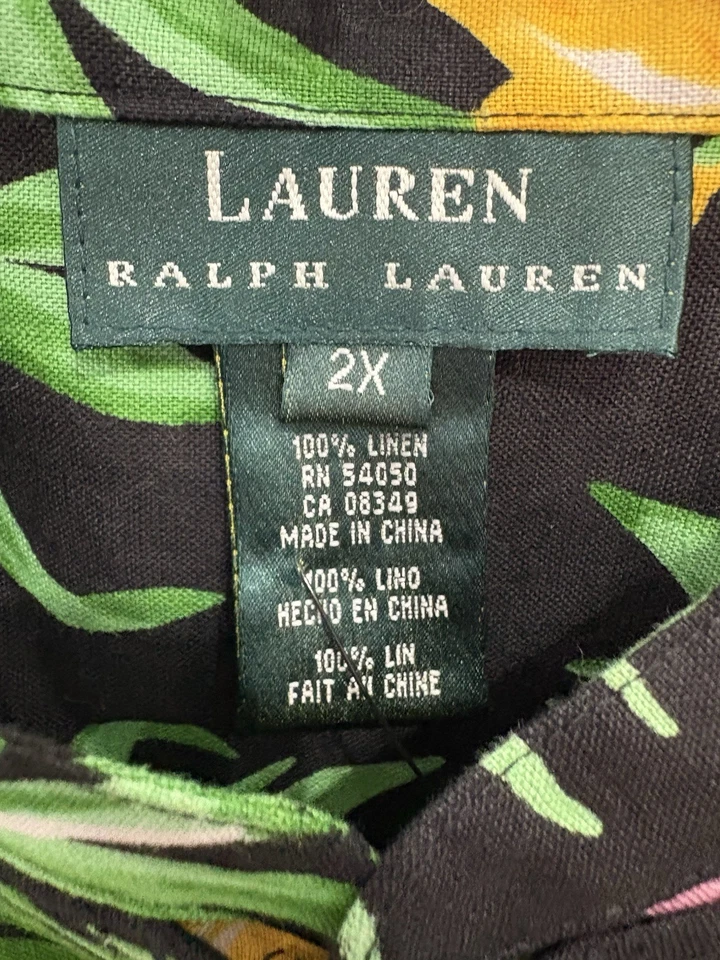 Lauren Ralph Lauren Woman Kauai Linen Jacket Frog Closure Hawaiian Floral  2X - Image 4 of 4