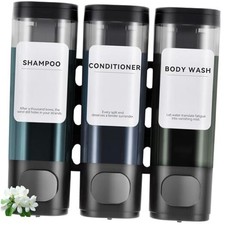 3 Pack Shampoo and Conditioner Dispenser, Shower Soap Dispenser Black 3 Chamber