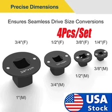 4-Pack Low Profile Impact Socket Adapter Set, Drive Reducing Ratchet Adapter Set