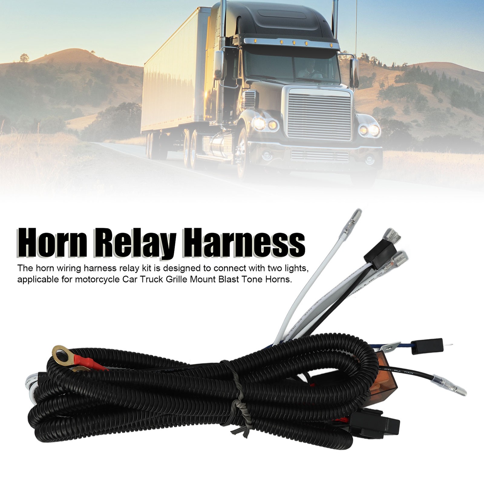 12V Horn Wiring Harness Relay Kit For Car Truck Grille Mount Blast Tone Horns