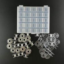 Bunte N&auml;hspulen Set 25 Kunststoffspulen in einer durchsichtigen Organizer Box