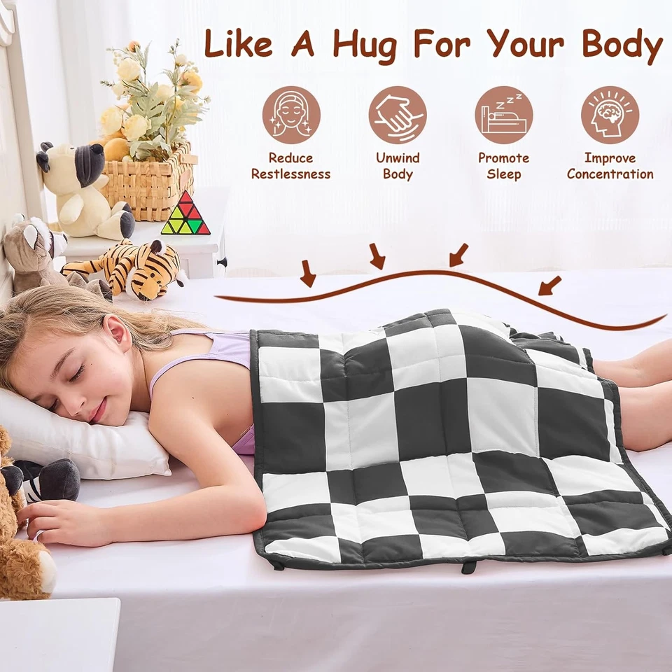 Manta de enfriamiento ponderada 5 lb tiro de regazo para niños 40-60 lb gris 36x48 lavable Foto 4 de 4