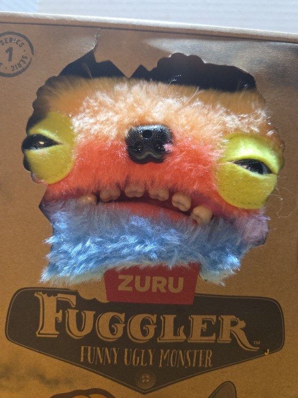 Zuru Fart Face Fuggler Funny Ugly Monster 9" Series 1 Tye Dye Rainbow Teeth