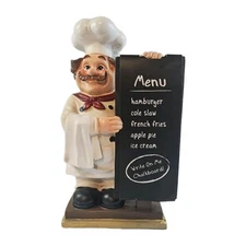 Chef Figurine with "Write on Me" Chalkboard, Table Top, Plastic, Base 8x4", 15"