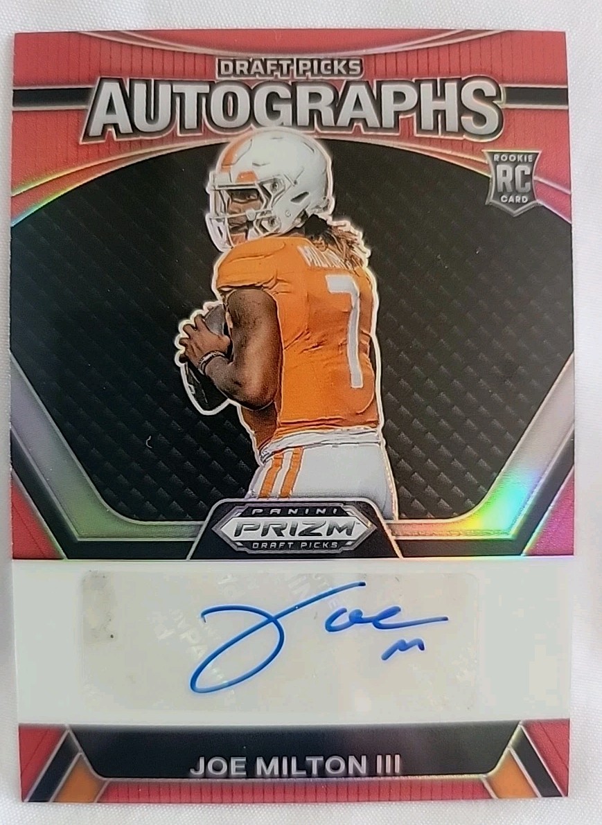 2024 Panini Prizm Draft Picks - Draft Picks Auto Joe Milton III  Red Prizm /199