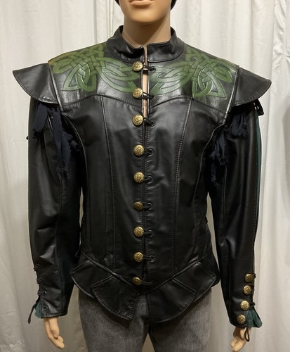 PENDRAGON New Style KNOTWORK DOUBLET Hand Tooled Leather Renaissance Jacket L