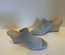 Lauren Lorraine Martha Silver Heels 8.5 NEW Sparkly Prom Wedding Party Shoe