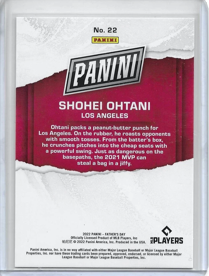 2022 Panini Father's Day Holo Shohei Ohtani #22 Angels Dodgers /199 - Image 2 of 2
