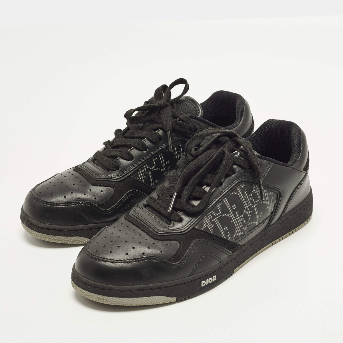 Dior b27 Size 43 Black Oblique Leather Uptown Lace Up Sneakers | eBay