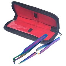 Precision Hobby Tweezers Tool Set in a Zippered Carrying Case for Crafts Jewelry