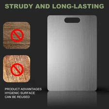 304 Stainless Steel Cutting Board Double-Sided Metal Chopping Board NEW