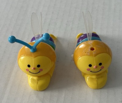 Vintage Used 1980s Swimming Flying Bumble Bee Mini Wind Up Toy Lot of 2 Rare HTF